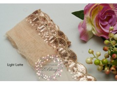 Sequin Lace, LIGHT LATTE, Scalloped Edge Trim OFFCUTS BUNDLE